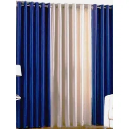 BELLA TRUE Blue & Cream 3 Pieces Eyelet Fitted Door Curtains-picture-30