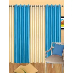 BELLA TRUE Blue & Cream 4 Pieces Semi Transparent Door Curtains-picture-32