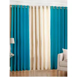 BELLA TRUE Blue & Cream-Coloured 3 Pieces Window Curtains-picture-36