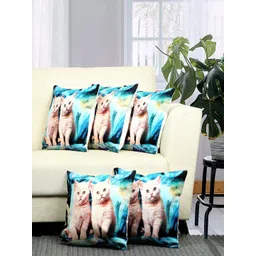 BELLA TRUE Blue & Cream-Coloured Set of 5 Quirky Square Cushion Covers-picture-29