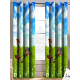 BELLA TRUE Blue & Green 2 Pieces Ethnic Motifs Long Door Curtains-picture-40