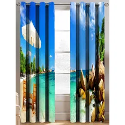 BELLA TRUE Blue & Green 2 Pieces Ethnic Motifs Printed Window Curtains-picture-14