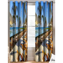 BELLA TRUE Blue & Green 2 Pieces Quirky Long Door Curtains-picture-31