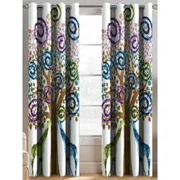 BELLA TRUE Blue & White 2 Pieces Floral Printed Long Door Curtains-picture-36