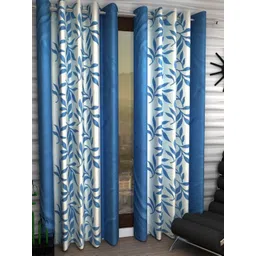 BELLA TRUE Blue & White 2 Pieces Floral Printed Long Door Curtains-picture-34