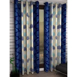 BELLA TRUE Blue & White 2 Pieces Floral Regular Long Door Curtains-picture-38