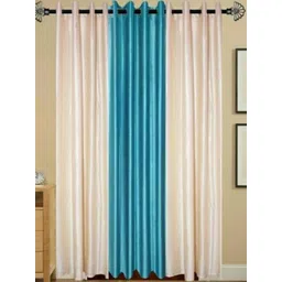 BELLA TRUE Blue & White 3 Pieces Eyelet Fitted Window Curtains-picture-14