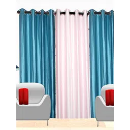 BELLA TRUE Blue & White 3 Pieces Ripple Fold Window Curtains-picture-18