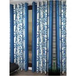 BELLA TRUE Blue & White 4 Pieces Floral Printed Long Door Curtains-picture-36