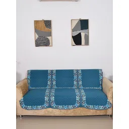 BELLA TRUE Blue & White 6 Pieces Printed 5 Seater Sofa Covers-picture-11