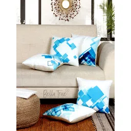 BELLA TRUE Blue & White Set of 5 Geometric Square Cushion Covers-picture-34