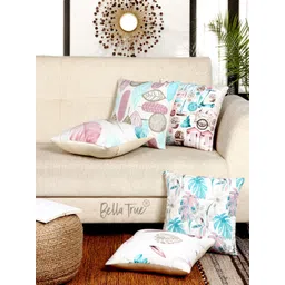 BELLA TRUE Blue & White Set of 5 Quirky Square Cushion Covers-picture-31
