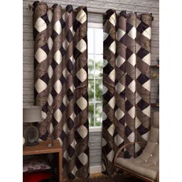 BELLA TRUE Brown & Beige 2 Pieces Geometric Printed Door Curtains-picture-42