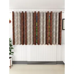 BELLA TRUE Brown & Black 4 Pieces Abstract Window Curtains-picture-24