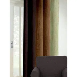 BELLA TRUE Brown & Coffee Brown Colourblocked Long Door Curtain-picture-34