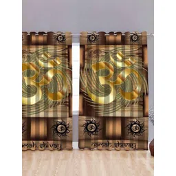 BELLA TRUE Brown & White 2 Pieces Ethnic Motifs Ripple Fold Door Curtains-picture-36