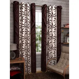 BELLA TRUE Brown & White 2 Pieces Floral Printed Door Curtains-picture-29