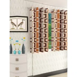 BELLA TRUE Brown & White 2 Pieces Floral Printed Semi Transparent Window Curtains-picture-30