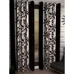 BELLA TRUE Brown & White 2 Pieces Floral Window Curtains-picture-25