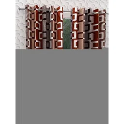 BELLA TRUE Brown & White 2 Pieces Geometric Printed Door Curtains-picture-24