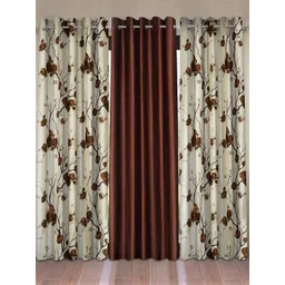 BELLA TRUE Brown & White 3 Pieces Floral Door Curtains-picture-13