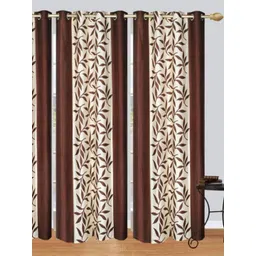 BELLA TRUE Brown & White 3 Pieces Floral Window Curtains-picture-13