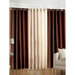 BELLA TRUE Brown & White 3 Pieces Long Door Curtains-picture-14