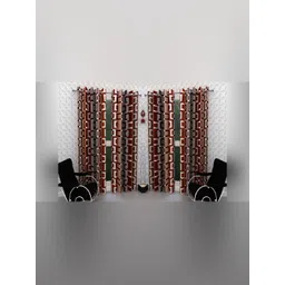 BELLA TRUE Brown & White 4 Pieces Ethnic Motifs Long Door Curtains-picture-32