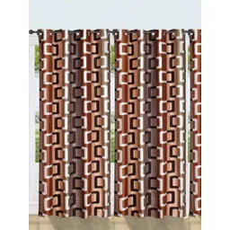 BELLA TRUE Brown & White 4 Pieces Geometric Window Curtains-picture-13