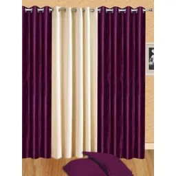 BELLA TRUE Burgundy & Cream 3 Piece Door Curtains-picture-40