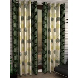 BELLA TRUE Green & Beige 2 Pieces Floral Printed Window Curtains-picture-25
