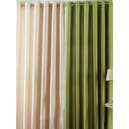 BELLA TRUE Green & Beige 2 Pieces Long Door Curtains-picture-25
