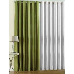 BELLA TRUE Green & White 2 Pieces Window Curtains-picture-36