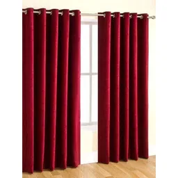 BELLA TRUE Maroon 2 Pieces Ripple Fold Door Curtains-picture-29