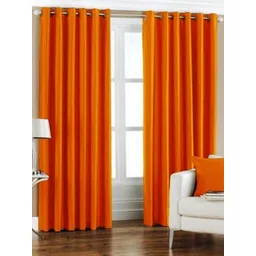 BELLA TRUE Orange 2 Pieces Black Out Long Door Curtains-picture-17