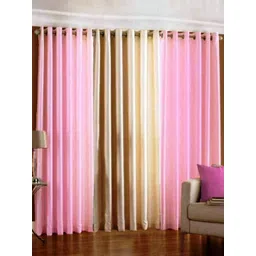 BELLA TRUE Pink & Cream 3 Pieces Long Door Curtains-picture-22