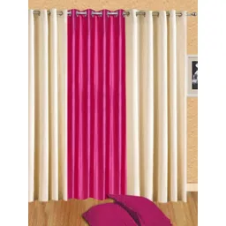BELLA TRUE Pink & Cream-Coloured 3 Pieces Long Door Curtains-picture-19
