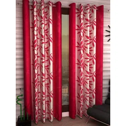 BELLA TRUE Pink & White 2 Pieces Floral Printed Ripple Fold Door Curtains-picture-34