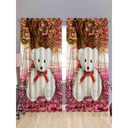 BELLA TRUE Pink & White 2 Pieces Quirky Regular Long Door Curtains-picture-35