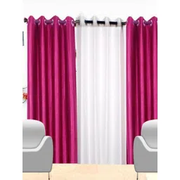 BELLA TRUE Pink & White 3 Pieces Room Darkening Long Door Curtains-picture-14