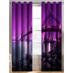 BELLA TRUE Purple & Black 2 Pieces Abstract Printed Long Door Curtains-picture-21
