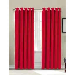 BELLA TRUE Red 2 Pieces Ripple Fold Long Door Curtains-picture-41