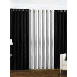 BELLA TRUE White & Black 3 Pieces Long Door Curtains-picture-18