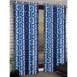 BELLA TRUE White & Blue 2 PIeces Floral Long Door Curtains-picture-35