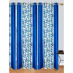 BELLA TRUE White & Blue 3 Pieces Floral Printed Long Door Curtains-picture-12