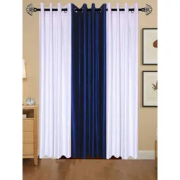BELLA TRUE White & Blue 3 Pieces Ripple Fold Door Curtain-picture-29