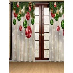 BELLA TRUE White & Green 2 Pieces Abstract Printed Long Door Curtains-picture-25