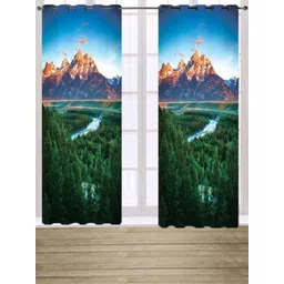 BELLA TRUE White & Green 2 Pieces Ethnic Motifs Door Curtains-picture-32