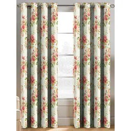 BELLA TRUE White & Green 2 Pieces Floral Printed Long Door Curtains-picture-38