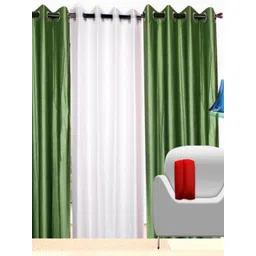 BELLA TRUE White & Green 3 Pieces Window Curtains-picture-38